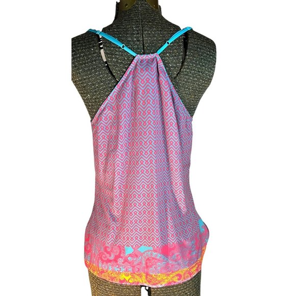 Hale Bob Top Womens Size XS Tank Top Blue Pink V-Neck - Picture 5 of 8